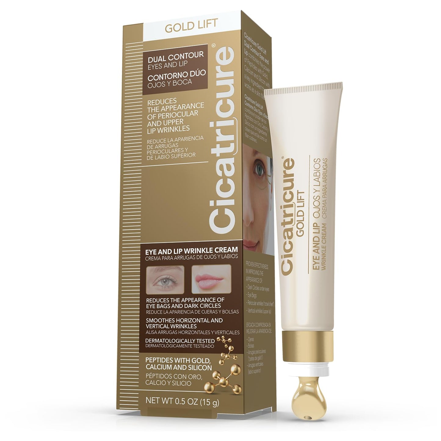 Cicatricure Gold Lift Dual Contour Eye and Lip Wrinkle Cream, Anti Aging Skin Care to Reduce Dark Circles, Puffiness & Expression Lines, 0.5 Ounce Beauty & Personal Care Cicatricure