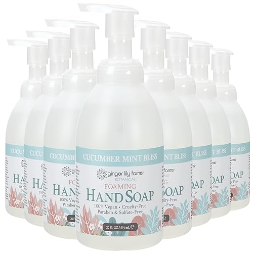 Ginger Lily Farms Botanicals All-Purpose Foaming Hand Soap Refill, 100% Vegan & Cruelty-Free, Cucumber Mint Bliss Scent, 20 Fl Oz (Pack of 8) Beauty & Personal Care Ginger Lily Farms