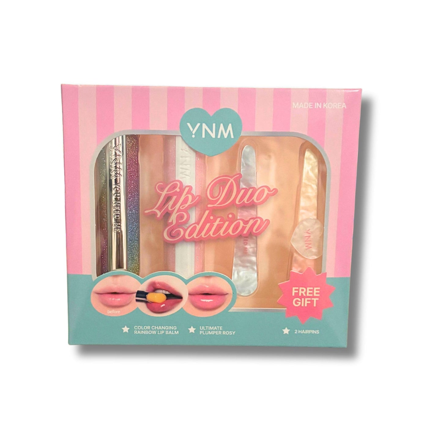 YNM Lip Duo Edition & Lip Duo Collection Set - Color Changing Rainbow Lip Balm + Ultimate Pink/Rosy Lip Balm - Korean Lip Care Gift Set (Made in Beauty and Personal Care YOU NEED ME