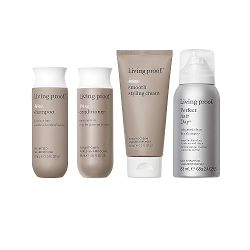 Living Proof Frizzy Hair Starter Kit - Travel Size No Frizz Shampoo, Conditioner, Smooth Styling Cream and Advanced Clean Dry Shampoo ($70 value) Beauty & Personal Care Living Proof