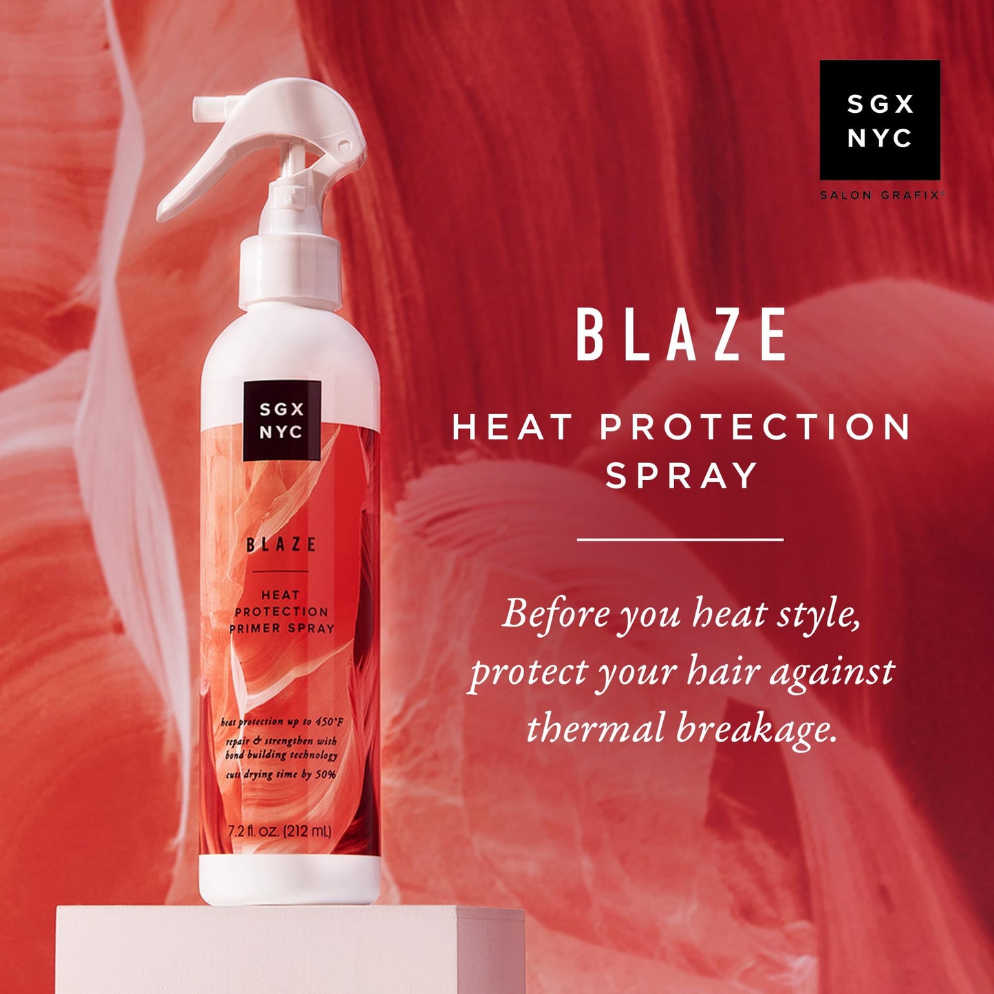 SGX NYC Blaze Leave-in Heat Protection and Primer - Protector Infused with Ceramides - Styling Spray Revitalizes Damaged Hair - 7.2 oz, Cranberry Beauty & Personal Care SGX NYC