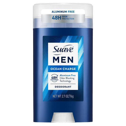 Suave Men Ocean Charge Antiperspirant Deodorant Stick, Aluminum Free, for 48hr odor & wetness protection, 2.7 oz Beauty and Personal Care Suave