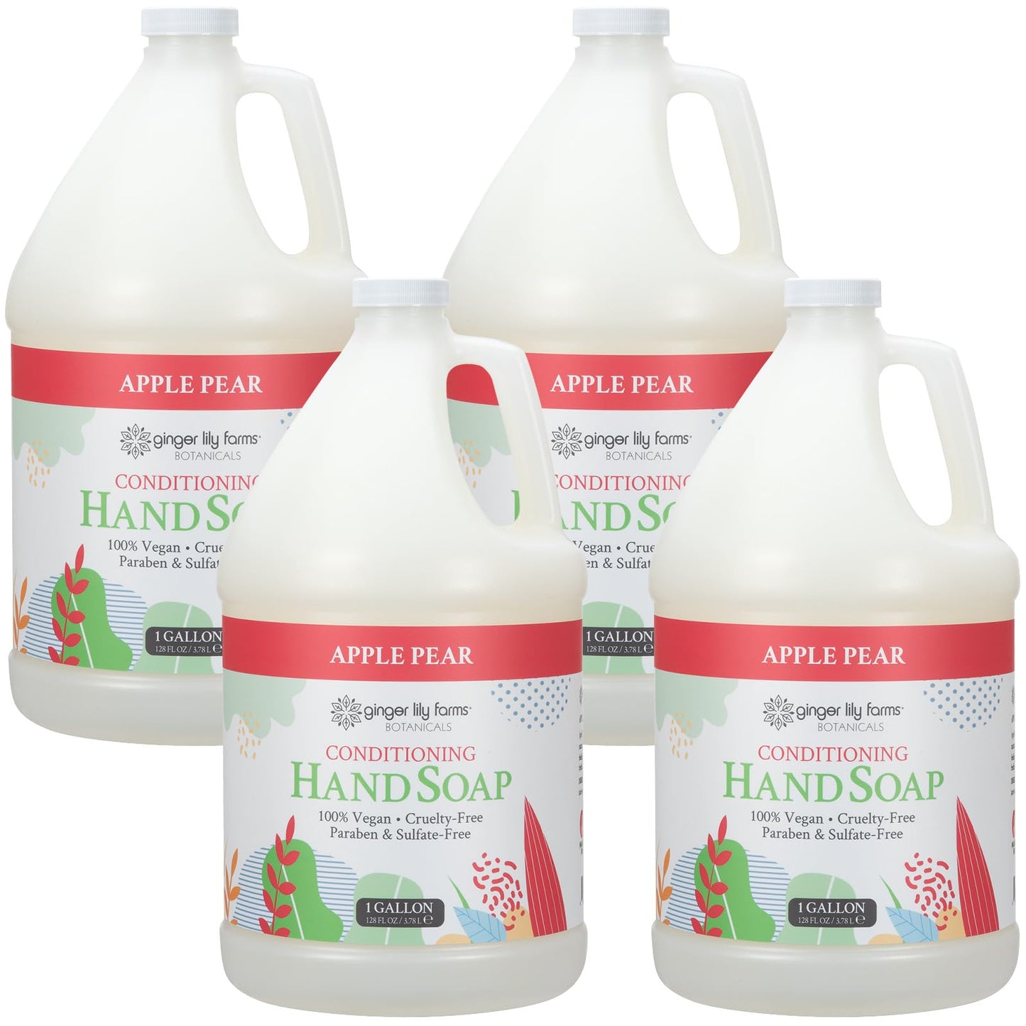 Ginger Lily Farms Botanicals All-Purpose Liquid Hand Soap Refill, 100% Vegan & Cruelty-Free, Apple Pear Scent, 1 Gallon (Pack of 4) Beauty & Personal Care Ginger Lily Farms