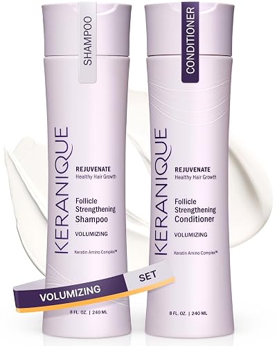 Keranique Volumizing Shampoo & Conditioner Set for Hair Repair, Growth & Thinning Hair Support - Keratin, Biotin, Menthol & Niacinamide, Lightweight Beauty & Personal Care Keranique