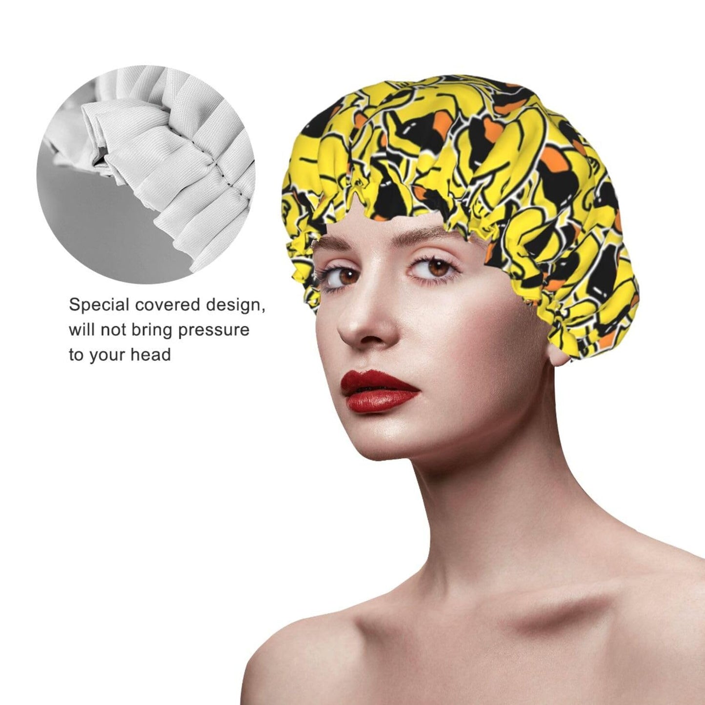 Cute Ducks Shower Cap For Women Reusable Waterproof Double Layers Bath Cap Hair Protection Elastic Ladies Spa Salon Shower Hat Beauty and Personal Care YUZEKABZ
