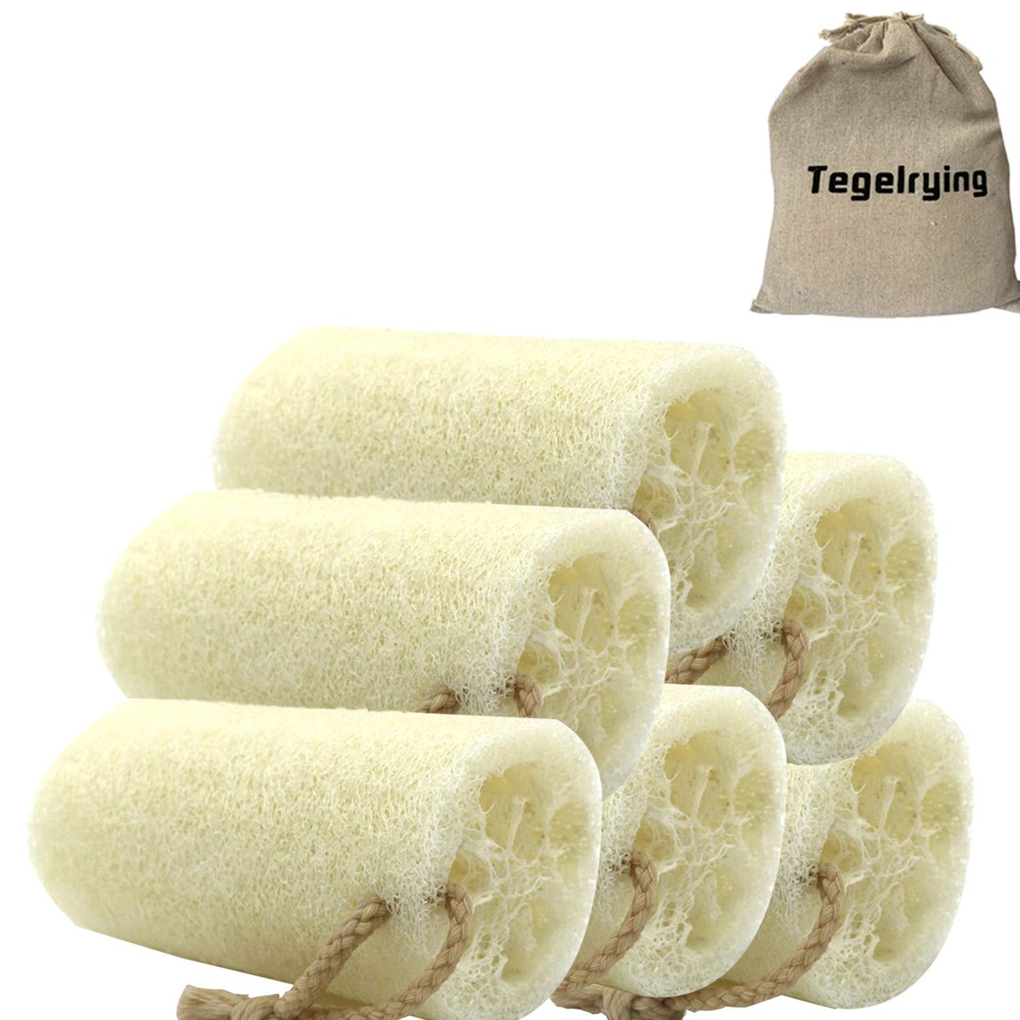 Tegelrying Loofah Sponge Exfoliating,6 Packs Natural Loofa Large Back Scrubber for Men Women Bath Shower Body Skin Care Cleansing Luffa 5 inches Long Beauty and Personal Care Tegelrying