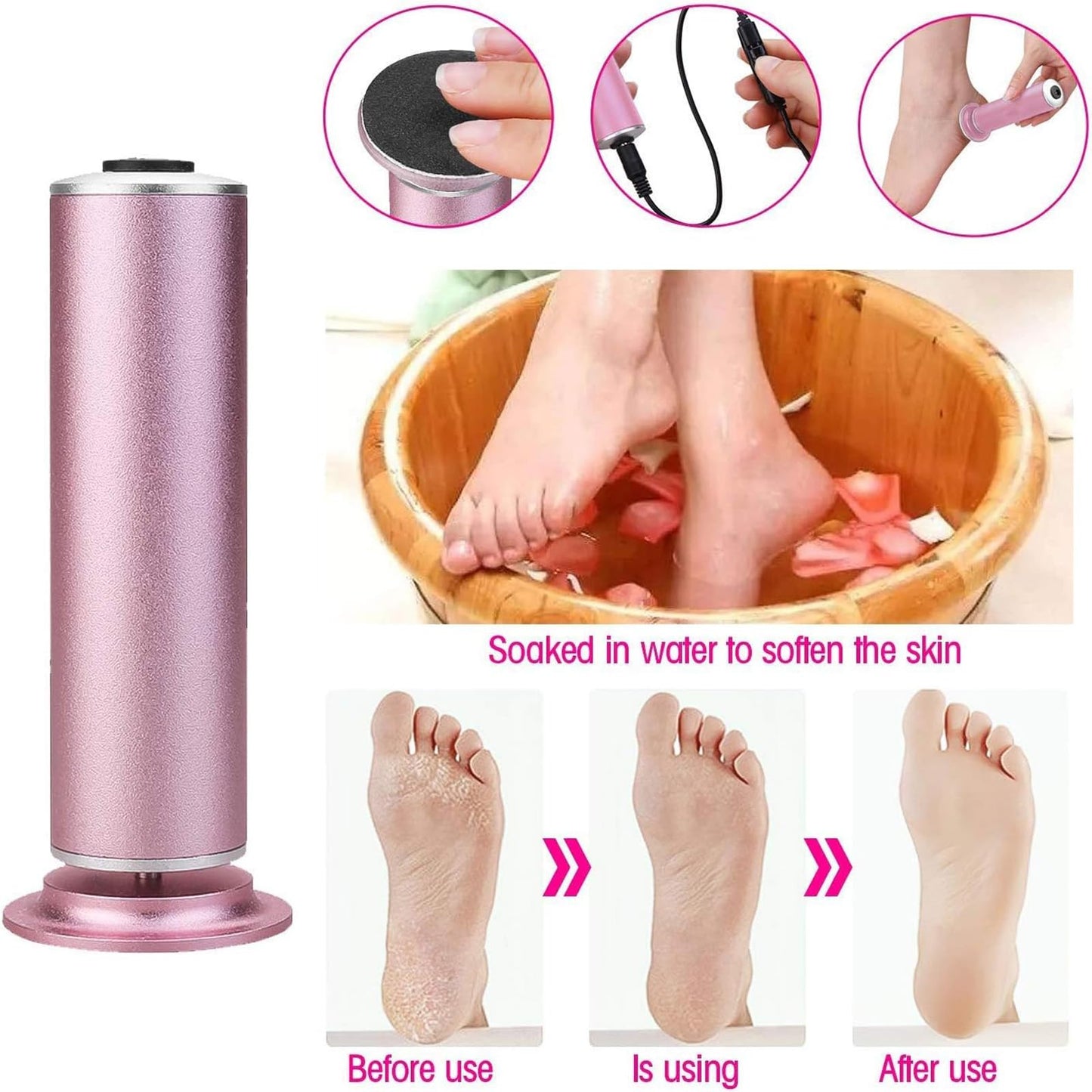 Ravifun Electric Foot File Callus Remover, Professional Calluses Remover for Feet with 60pcs Sandpaper Discs, Adjustable Speed Control Pedicure Tool Beauty & Personal Care Ravifun