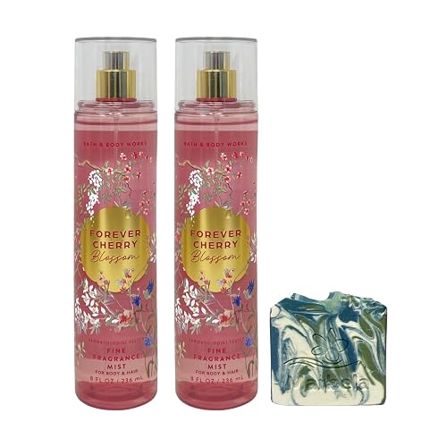 Bath & Body Works Forever Cherry Blossom 2 Fine Fragrance Mists with a Zen Garden Bar Soap Beauty & Personal Care Bath & Body Works