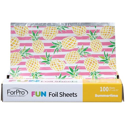 ForPro FUN Summertime 9" Foil Sheets, Aluminum Hair Foils for Color Application and Highlighting Services, Food Safe, Pop-Up Dispenser, 9” W x 10.75” Beauty & Personal Care ForPro Professional Collection