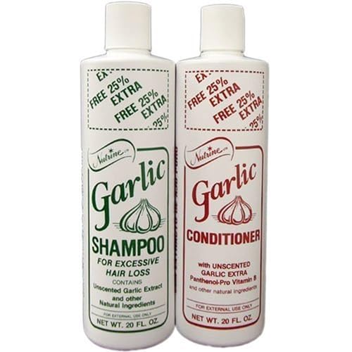 Nutrine Garlic Shampoo + Conditioner 20oz Combo Unscented Beauty & Personal Care Nutrine