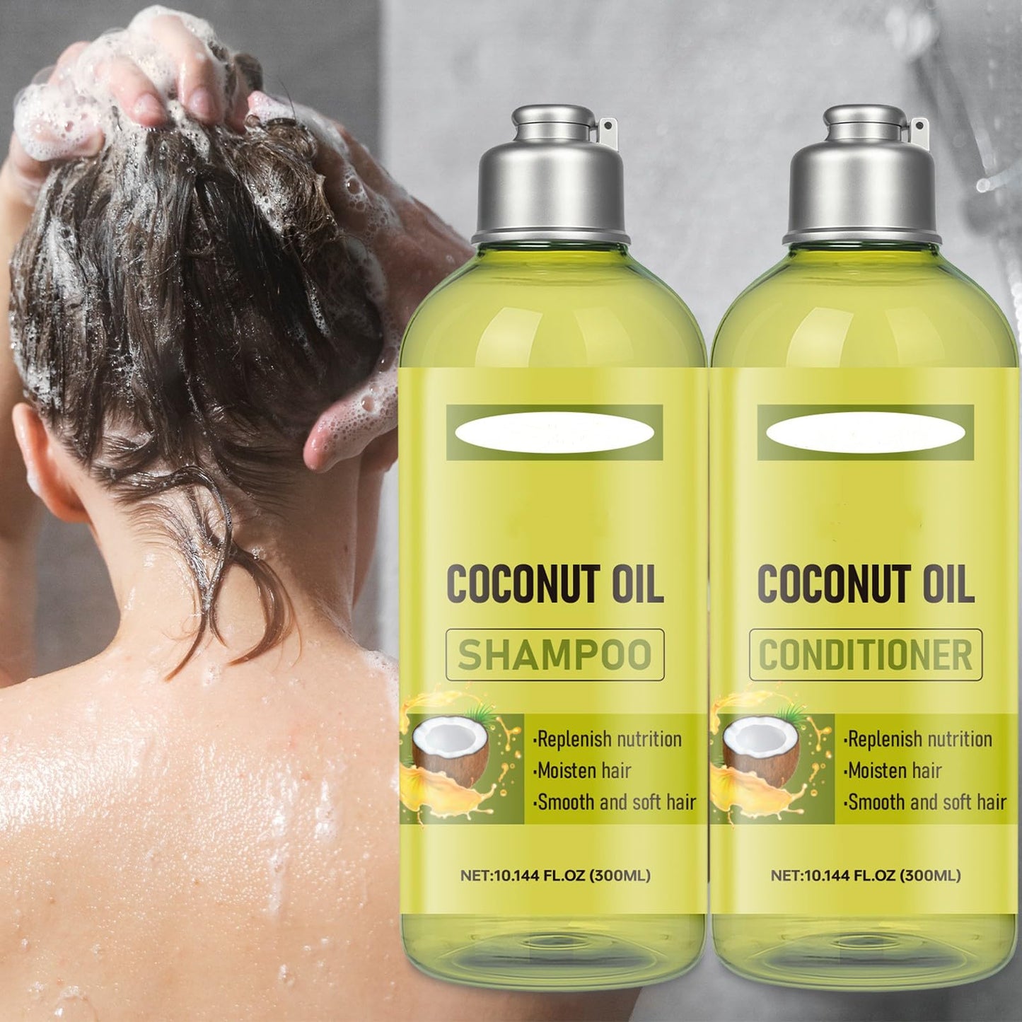 Coconut Oil Shampoo and Conditioner Set, Coconut Nourishing Hair Care Set for All Hair Types, Hydrating & Frizz Control Treatment, Helps Restore Beauty & Personal Care XJBD