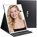 DUcare Folding Mirror Portable Travel PU Portable Adjustable Rectangular Ultrathin Vanity Mirror with Stand Black Beauty & Personal Care DUcare