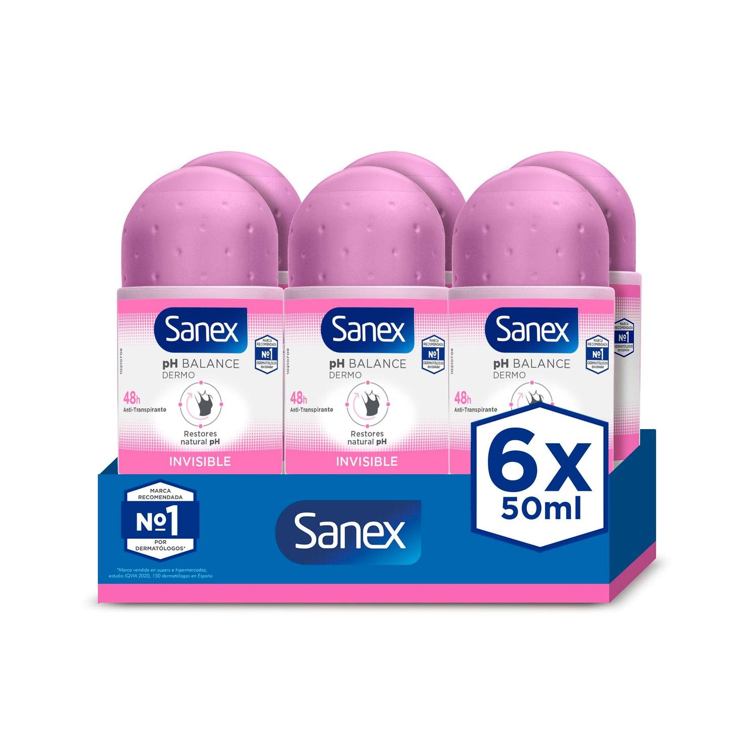 Sanex Deodorant Roll On Dermo Invisible 50 ml 6 Pack Beauty and Personal Care Sanex