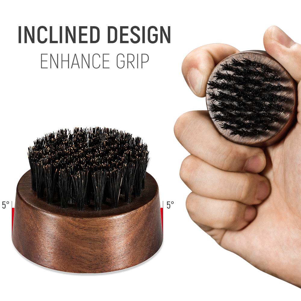 BFWood Beard Brush for Men - Boar Bristles Small and Round - Black Walnut Wood Beauty & Personal Care BFWood