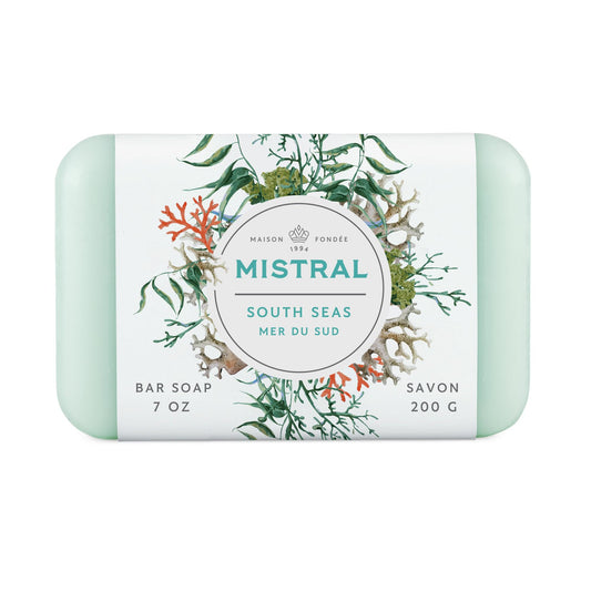 Mistral Classic French Bar Soap, South Seas, 7 oz - Triple-Milled Luxury Natural Soap with Organic Shea Butter & Olive Oil | Long-Lasting Moisturizing Beauty & Personal Care Mistral