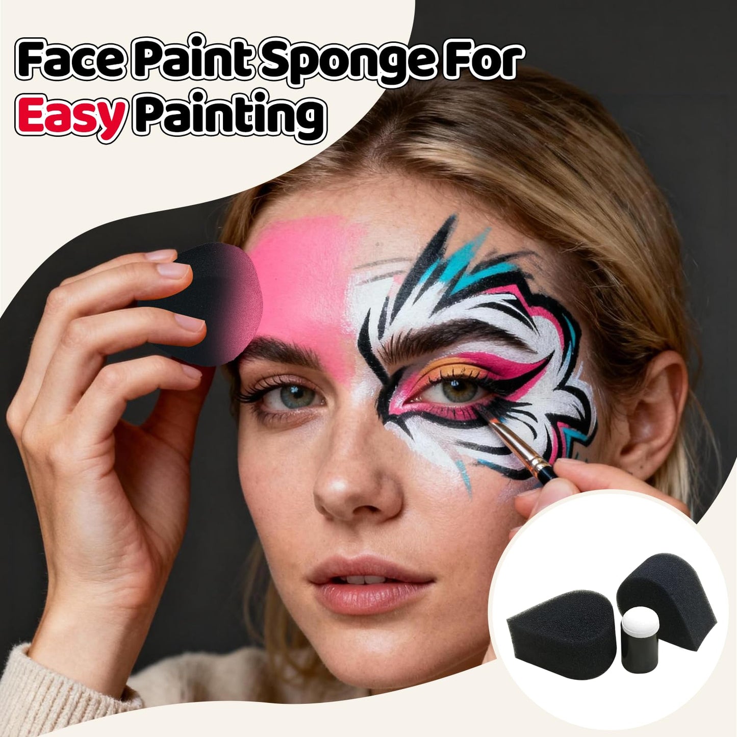 Professional Face Painting Kit, 54 Colors Water Activated Face Paint Makeup Kit with Stencils, Gems, Brushes for Halloween, Carnival, Cosplay, Party Beauty & Personal Care Psittazze