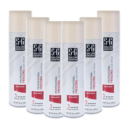 Salon Grafix Freezing Hair Spray Mega Hold - Quick-Drying Hairspray for Women and Men - Volumizing Formula - Professional Quality Results - 6 pc Beauty & Personal Care Salon Grafix