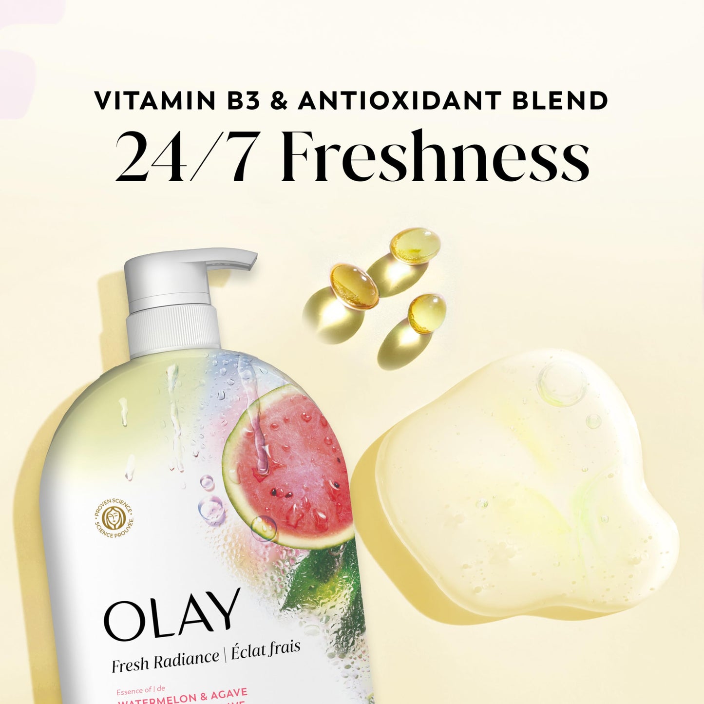 Olay Body Wash for Women, Fresh Radiance, 24/7 Skin-Loving Freshness, Visibly Radiant, Plant Based Cleansers, Vitamin B3 & Antioxidant Blend, For All Beauty & Personal Care Olay