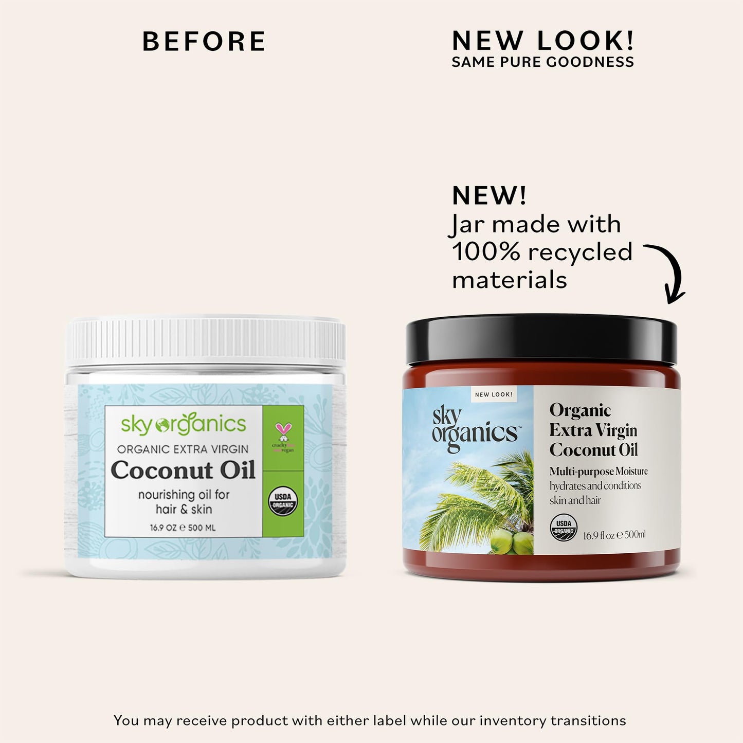 Sky Organics - Multipurpose Organic Coconut Oil for Skin & Hair w Ebook, 16.9 fl oz - Extra Virgin Hair Oil & Body Moisturizer - Vitamins Beauty & Personal Care Sky Organics