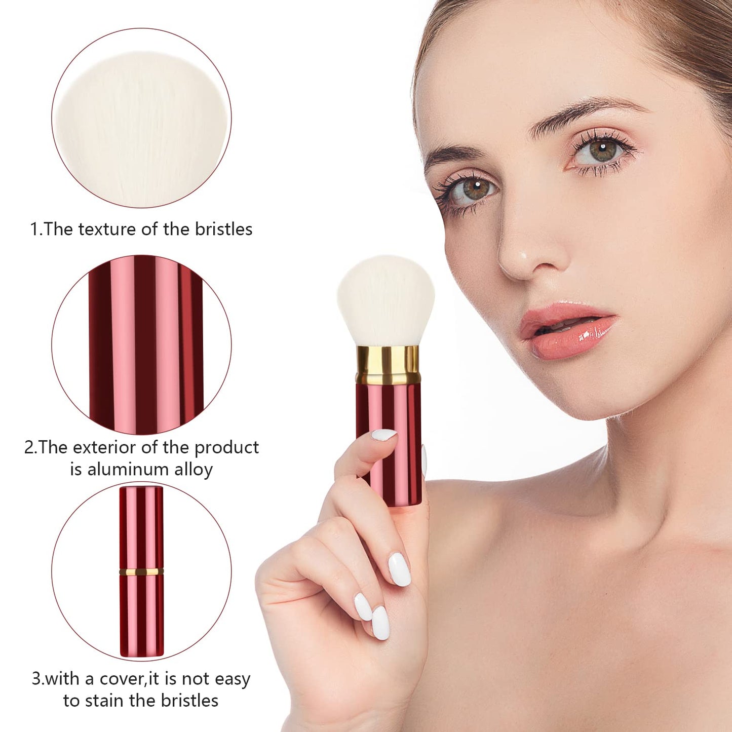 Falliny Retractable Makeup Brushes, Travel Face Kabuki Blush Brush, Portable Powder Brush with Cover for Blush, Sunscreen,Bronzer, Buffing Beauty & Personal Care Falliny