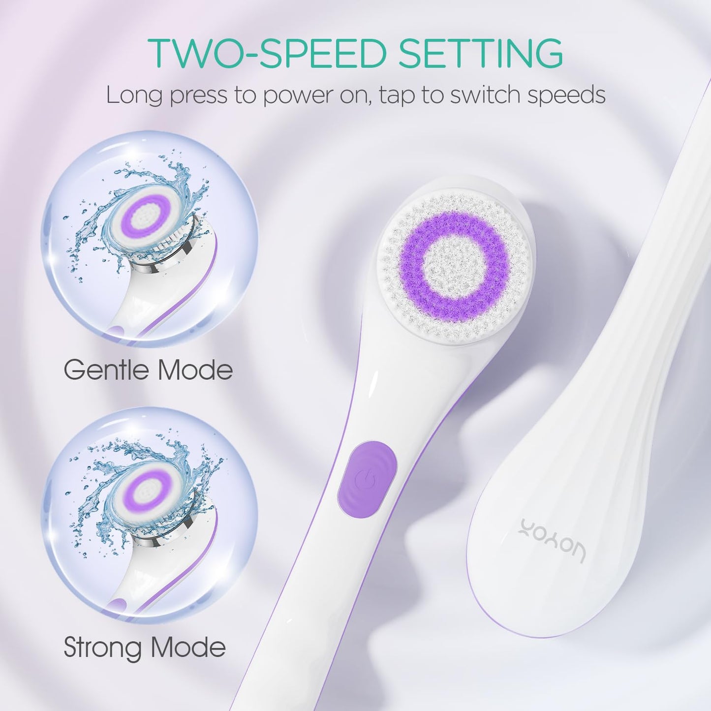 VOYOR Electric Body Brush Back Scrubber for Shower Rechargeable Exfoliating Bath Brush Powered Shower Brush with Non-Slip Long Handle Deep Cleansing Beauty and Personal Care VOYOR