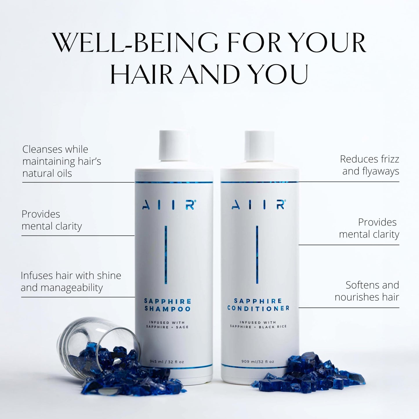 AIIR Sapphire Shampoo and Conditioner - Adding Shine & Softness, Amino Acids Repairs and Strengthens Damaged Hair, Hydrate and Moisturize Dry Brittle Beauty & Personal Care AIIR
