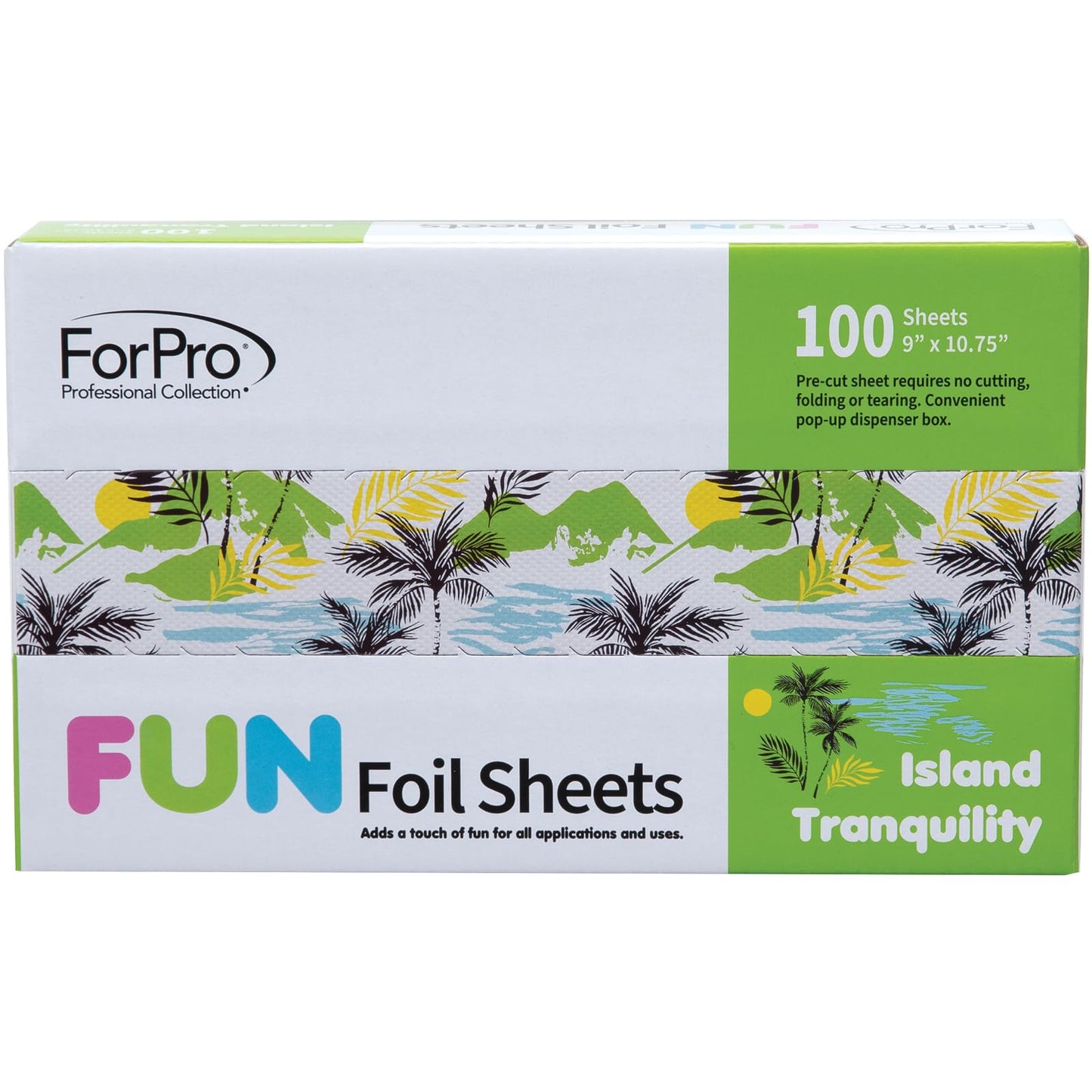 ForPro FUN Island Tranquility 9" Foil Sheets, Aluminum Hair Foils for Color Application and Highlighting Services, Food Safe, Pop-Up Dispenser, 9” W x Beauty & Personal Care ForPro Professional Collection