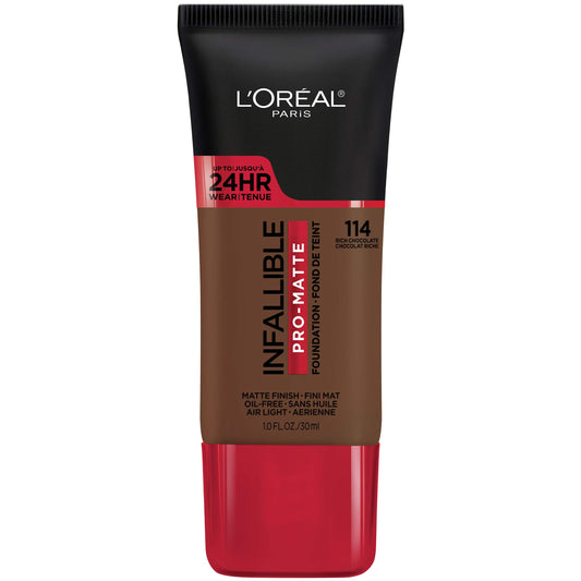 L'Oreal Paris Cosmetics Makeup Infallible Pro-Matte Liquid Longwear Foundation, Rich Chocolate, 1 fl oz.