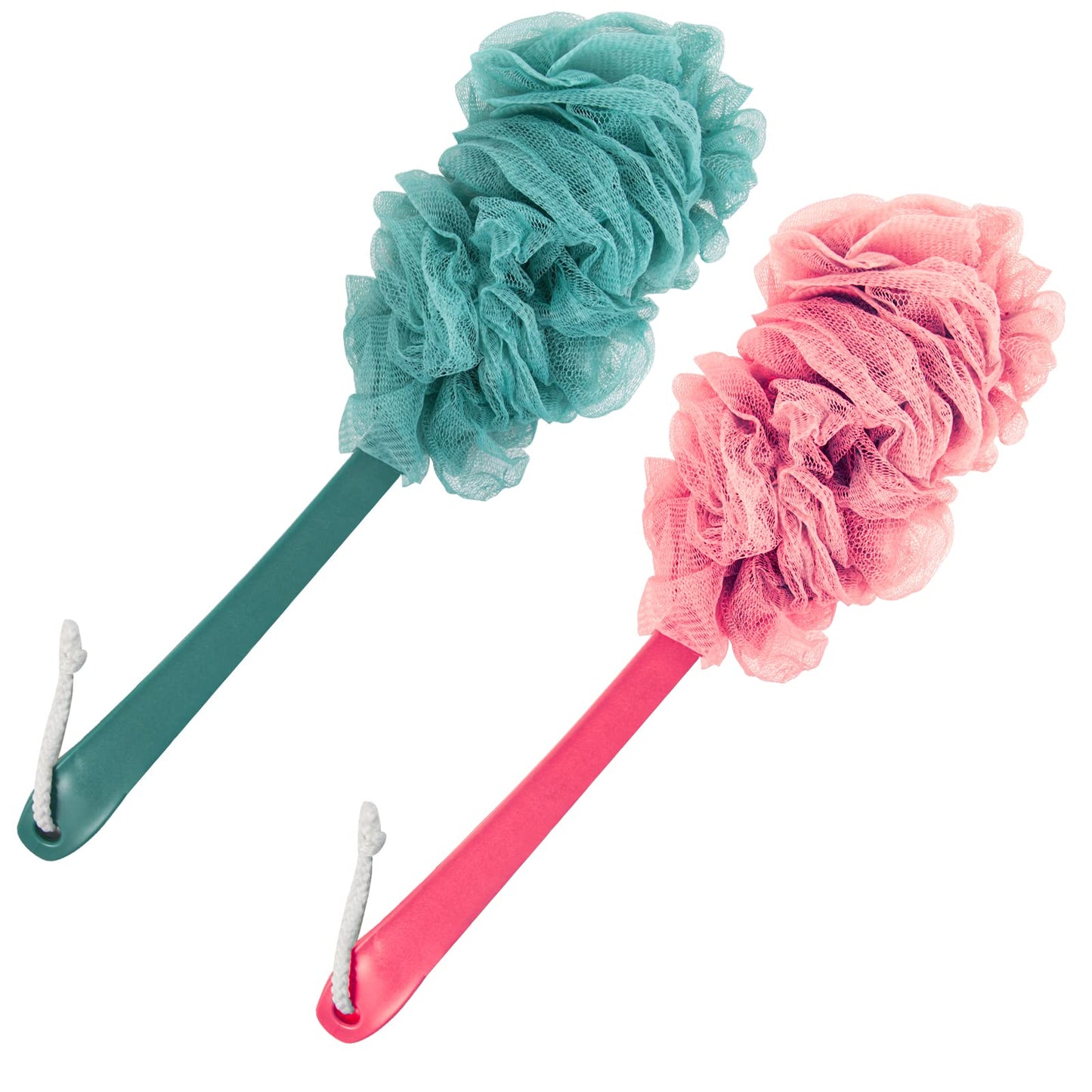 Evmliy 2Pack Back Scrubber for Shower, Loofah Sponge Brush Exfoliating Body, Long Handle Scrub Brush for Shower with Loofah on a Stick for Back Use Beauty & Personal Care Evmliy
