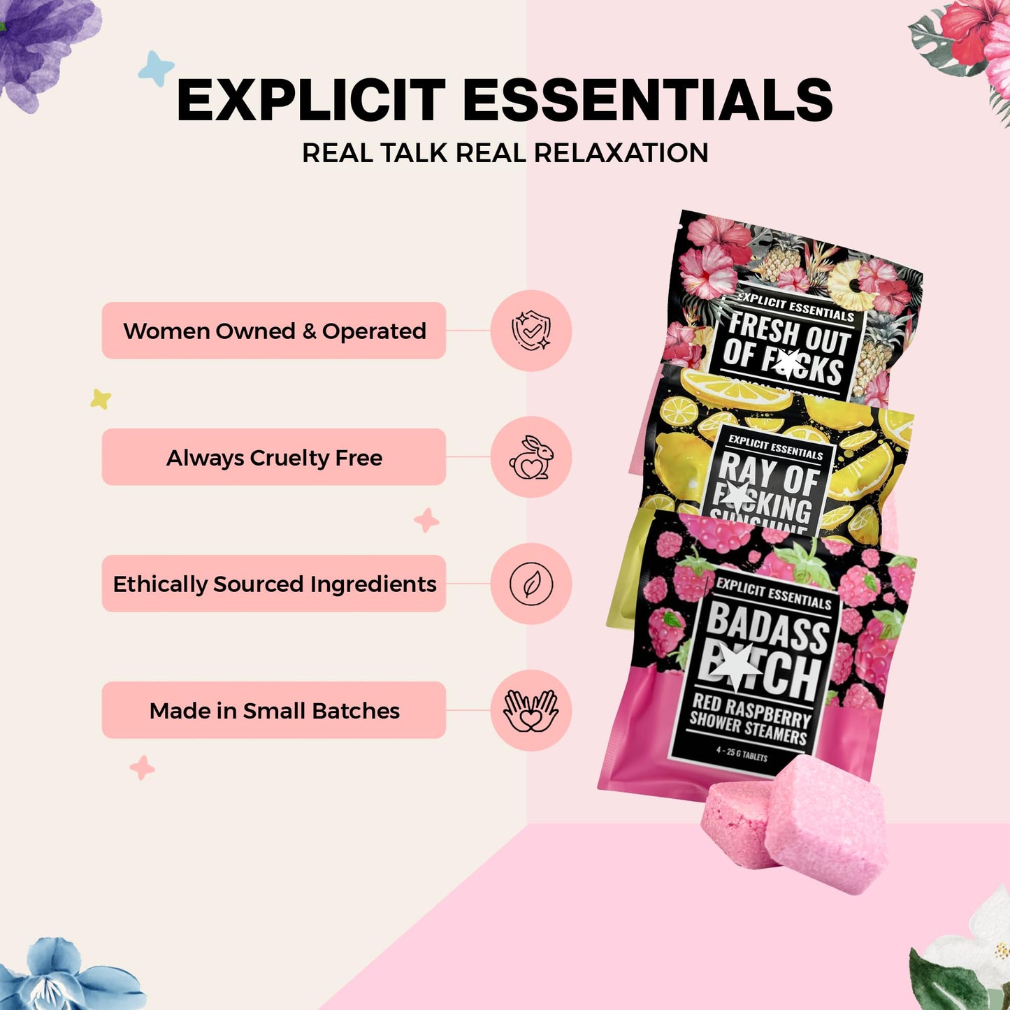 Explicit Essentials Shower Steamers, Shower Steamer Spa Gift Set for Women, Shower Fizz Bundle Beauty and Personal Care Explicit Essentials