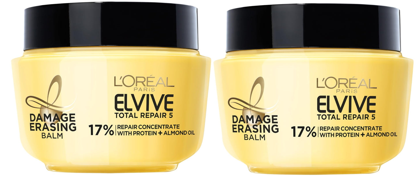 L'Oreal Paris Hair Care Elvive Total Repair 5 Damage Erasing Balm, Conditioning Hair Mask for Damaged Hair, with Almond and Protein, 8.5 fl; oz, (Pack Beauty & Personal Care L'Oreal Paris