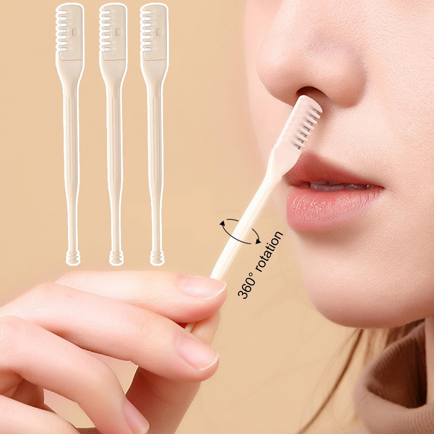 1Pc/3Pcs Nose Hair Trimmer Compact Size Painless Double-Sided No Battery Required User-Friendly Professional Rotary Manual Nose Hair Cutter for Women Beauty and Personal Care NEREIDS NET