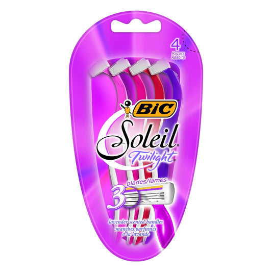 BIC ST3WP41 Soleil Twilight Women’s Disposable Razor, 3 Blades, Pink/Purple (Pack of 4) Beauty and Personal Care BIC