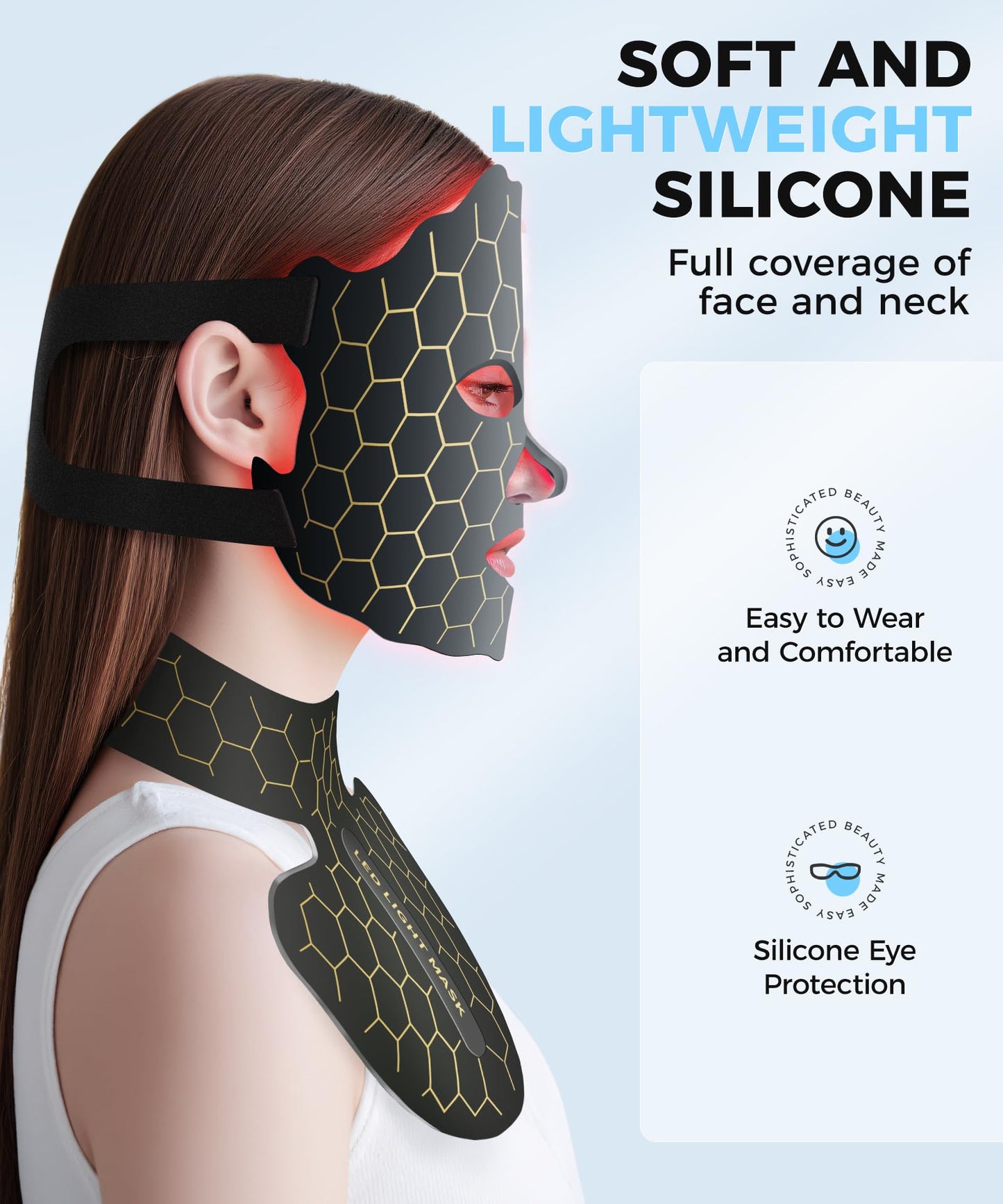 Yahi Red Light Therapy Mask for Face & Neck, 7-in-1 LED Light Therapy Mask with 850nm NIR, Lightweight Portable for Home & Travel, Rechargeable Beauty & Personal Care Yahi