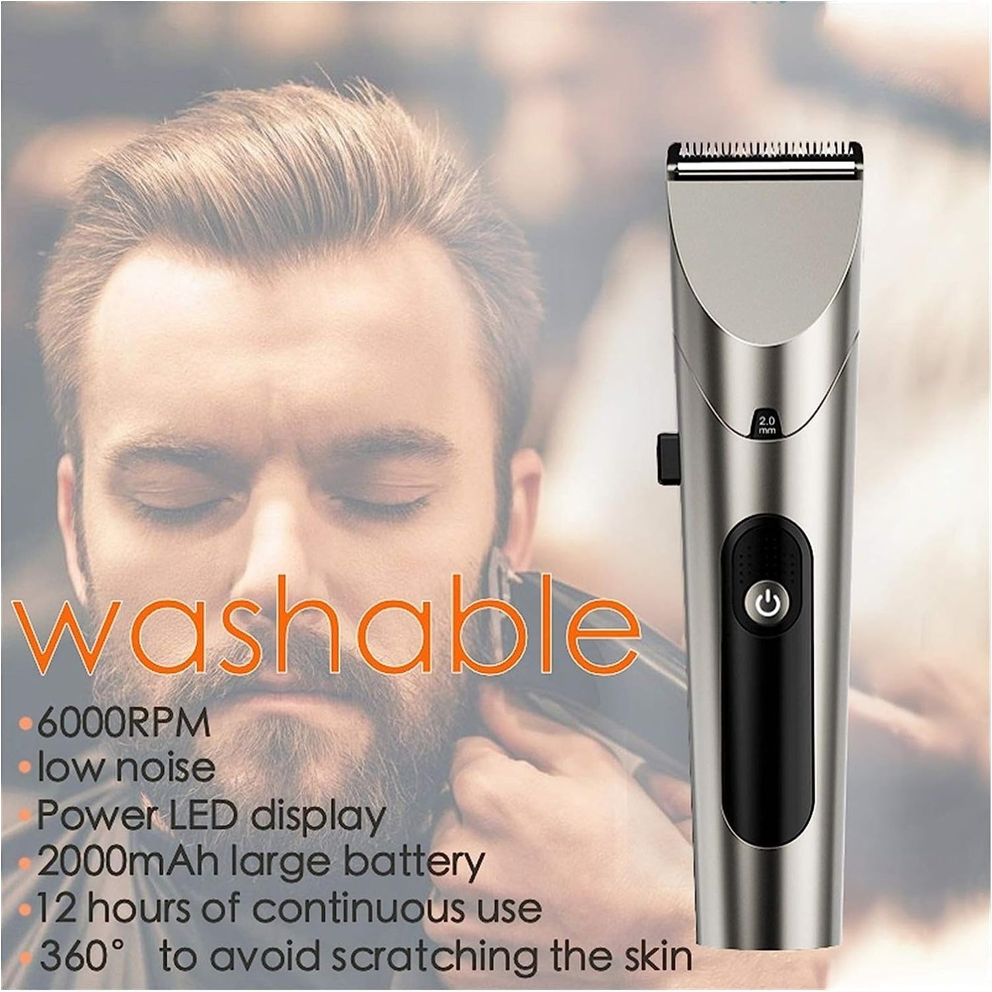 GLESVOWIO Barber Hair Trimmer LED Screen Washable Electric Clipper Rechargeable Professional Machine for Men Beard Beauty and Personal Care GLESVOWIO