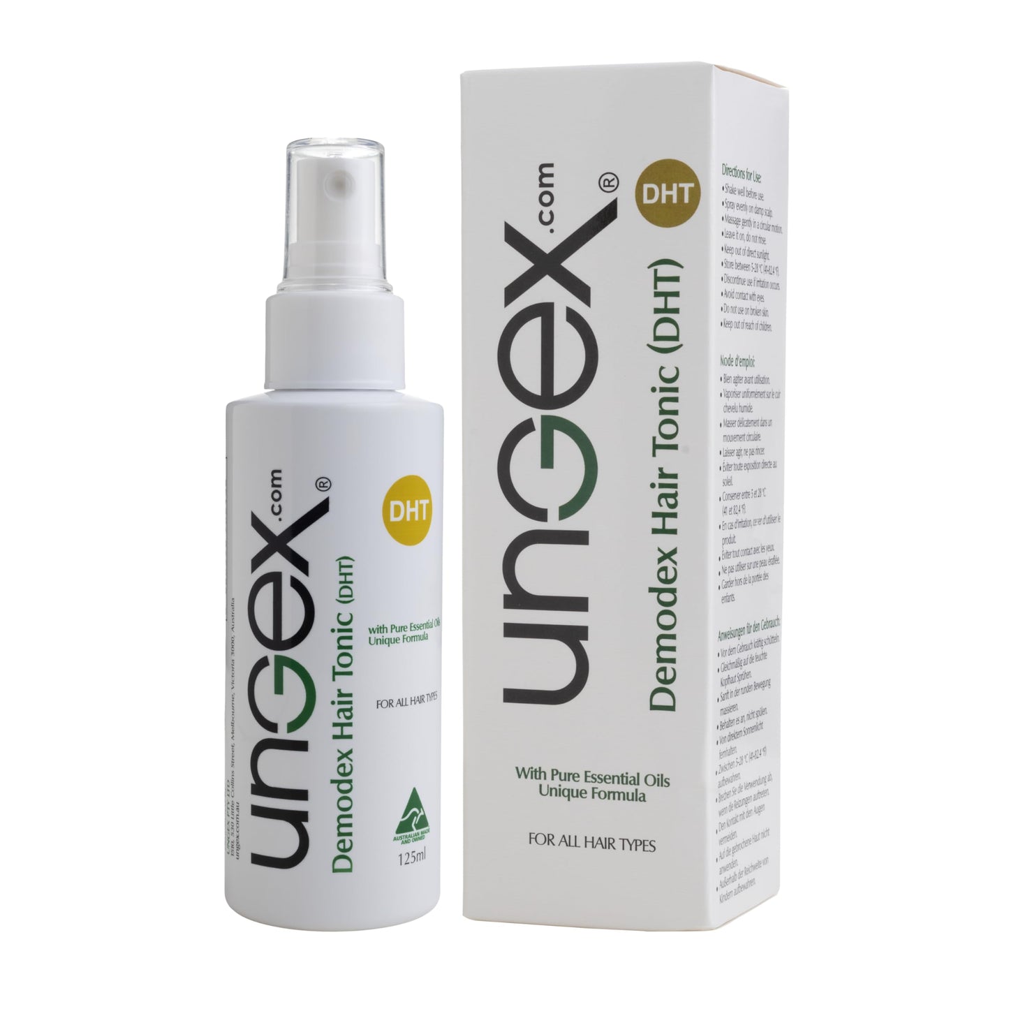 Ungex Demodex Hair Tonic | Herbal Leave-In Spray for Scalp & Hair Care | Natural Formula | DHT Beauty & Personal Care UNGEX.COM