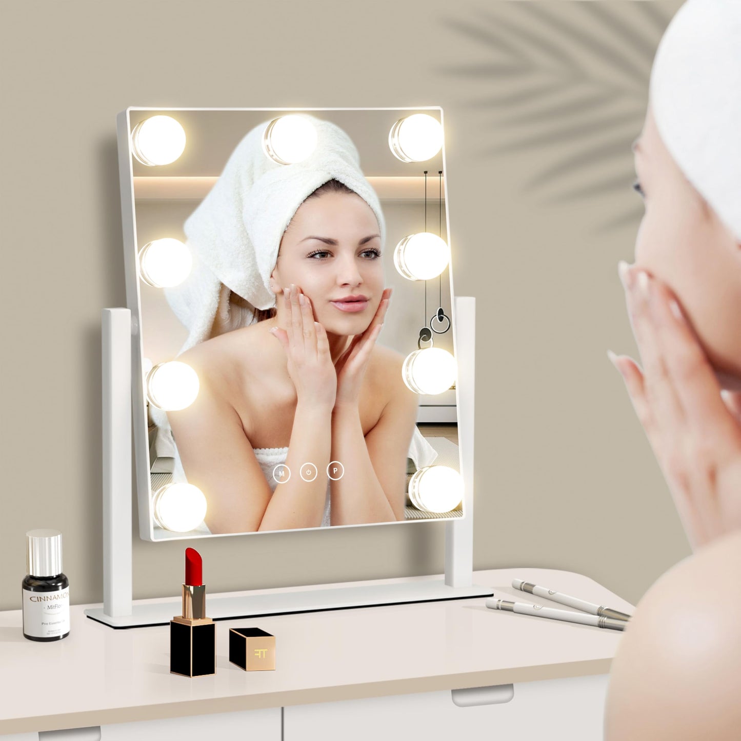 NUSVAN Vanity Mirror with Lights, Makeup Mirror with Lights,3 Color Lighting Modes Detachable 10X Magnification Mirror Touch Control,360°Rotation Beauty & Personal Care NUSVAN
