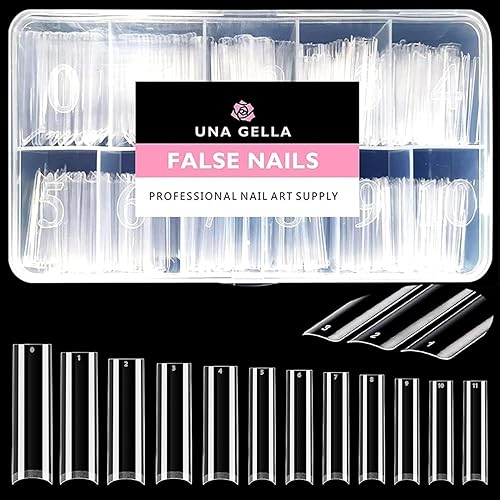 UNA GELLA No C Curve Nail Tips 504 PCS Extra Long XXL Tapered Square Nail Tips Half Cover Nails tips Straight Shape For French Acrylic Nails False Beauty & Personal Care UNA GELLA