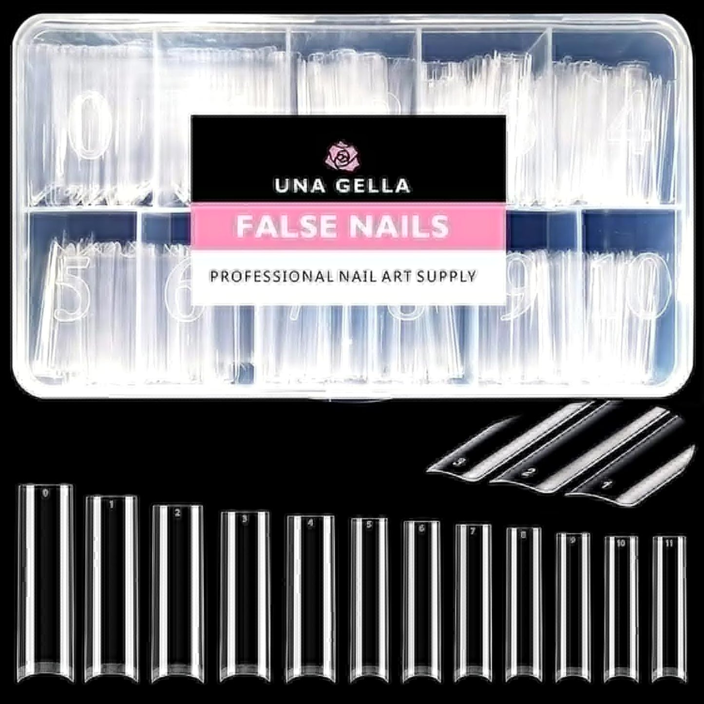 UNA GELLA No C Curve Nail Tips 504 PCS Extra Long XXL Tapered Square Nail Tips Half Cover Nails tips Straight Shape For French Acrylic Nails False Beauty & Personal Care UNA GELLA