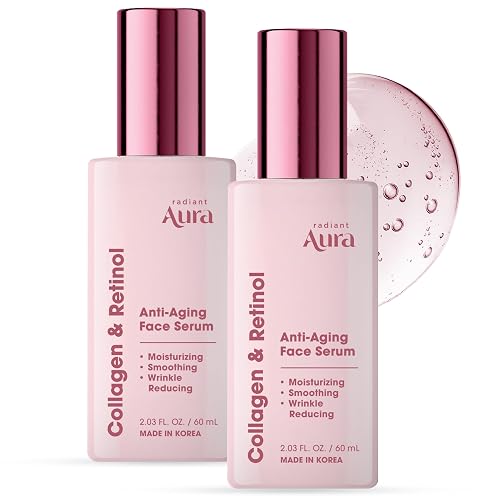 Radiant Aura Collagen & Retinol Serum For Face - Dermatologist Tested, Anti Aging, Korean Skin Care - Firming, Hydrating, Fast-Absorbing, Smoothing Beauty & Personal Care Radiant Aura