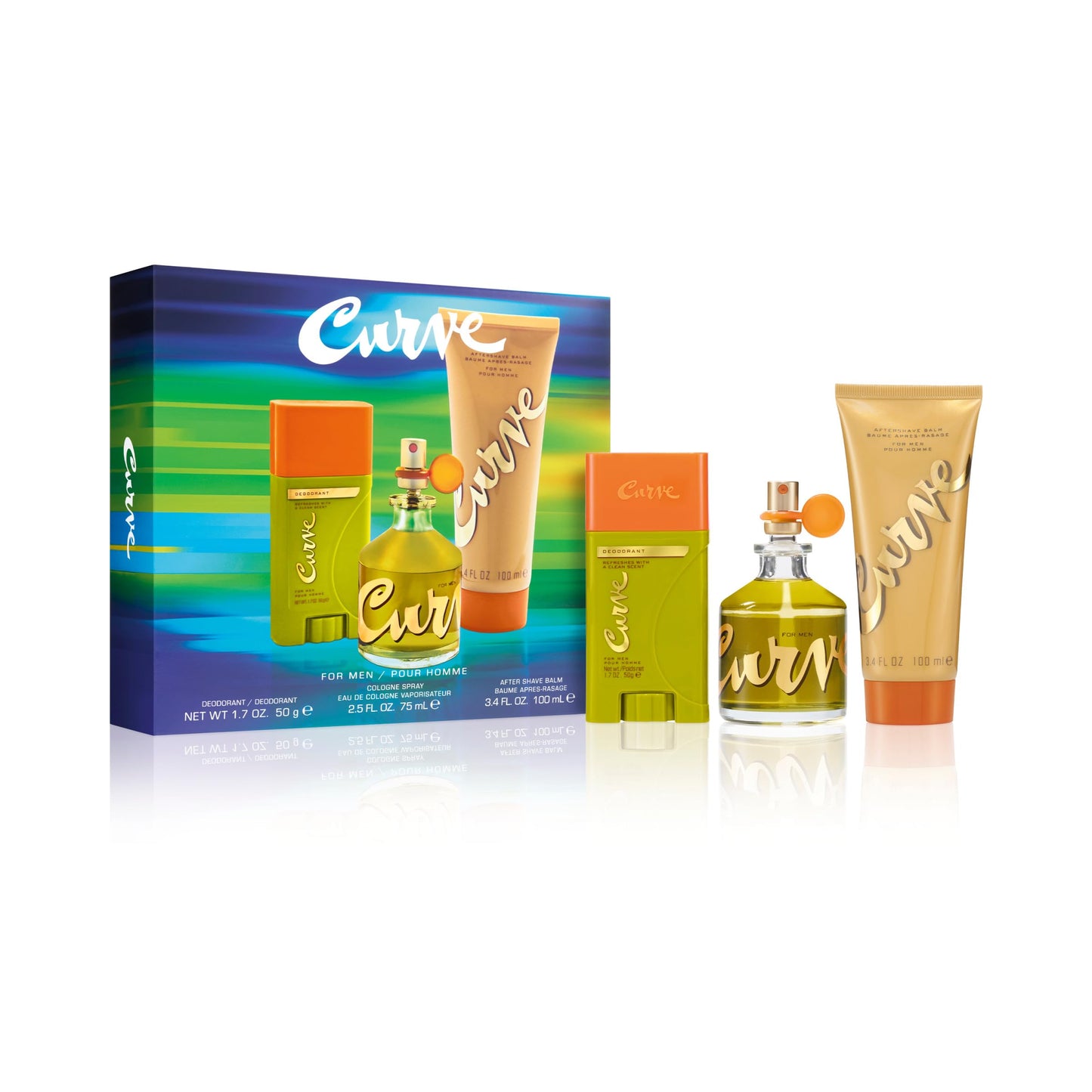 Curve for Men 3 Piece Fragrance Gift Set, Deodorant, Aftershave Balm & Cologne, Spicy Woody Magnetic Scent for Day or Night, 2.5 fl oz Beauty & Personal Care Curve