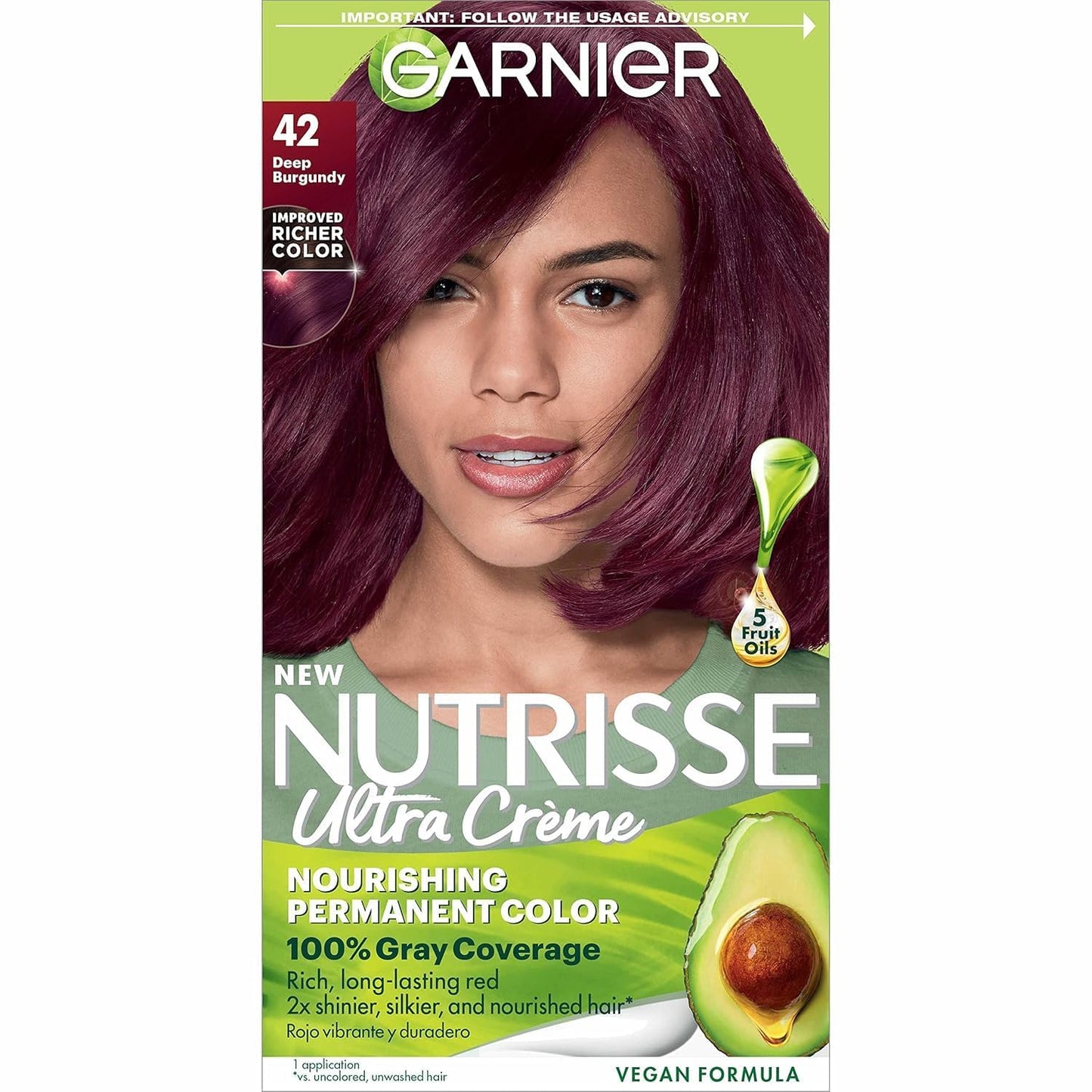 Garnier Nutrisse Haircolor - 42 Black Cherry (Deep Burgundy) 1 Each (Pack of 4) Beauty & Personal Care NUTRISSE
