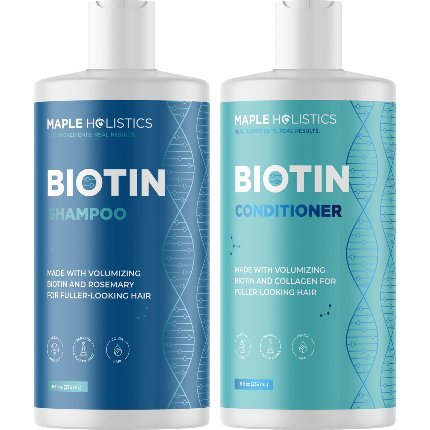 Rosemary Biotin Shampoo and Conditioner Set - Volumizing Shampoo and Conditioner for Thinning Hair for Women & Men with Nourishing B Vitamins Beauty & Personal Care Maple Holistics