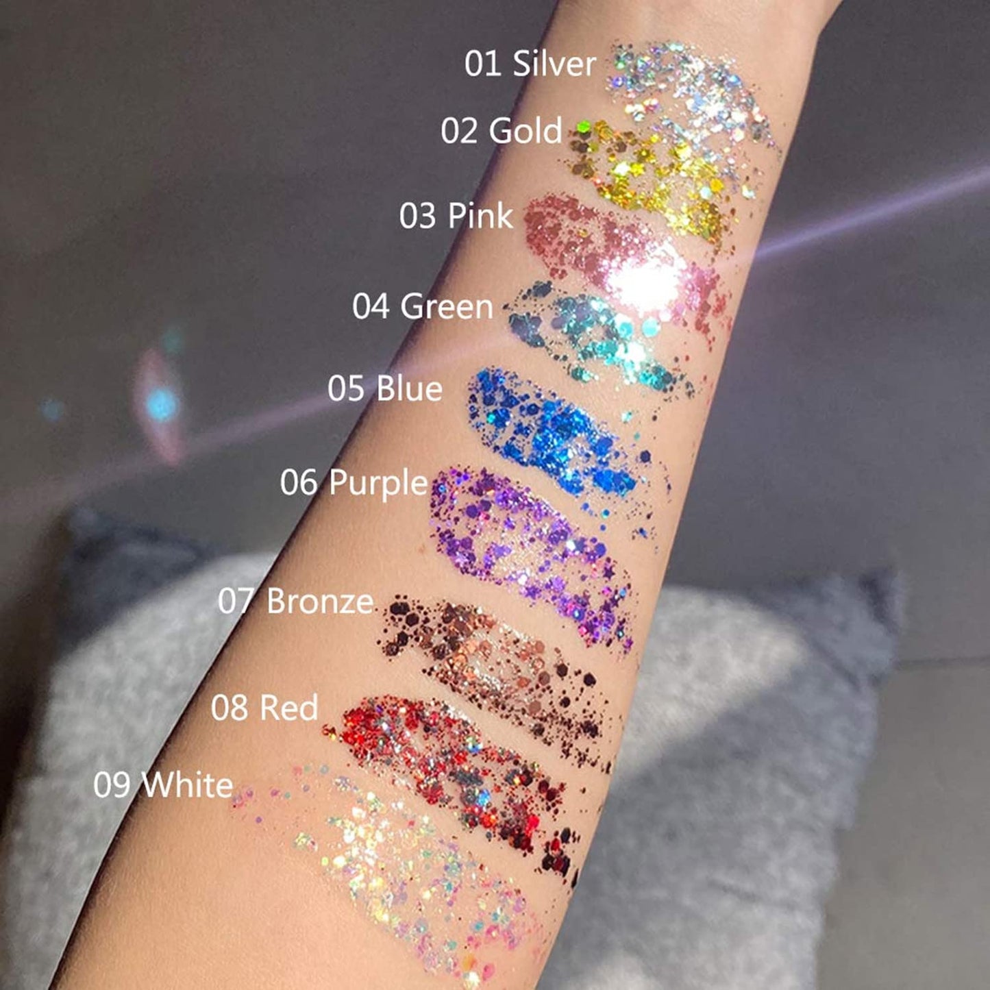 MAEPEOR Chunky Face Body Glitter Gel 19 Colors Mermaid Sequins Holographic Body Glitter Gel Long-Lasting Festival Makeup Glitter Paint for Face Body Beauty & Personal Care MAEPEOR