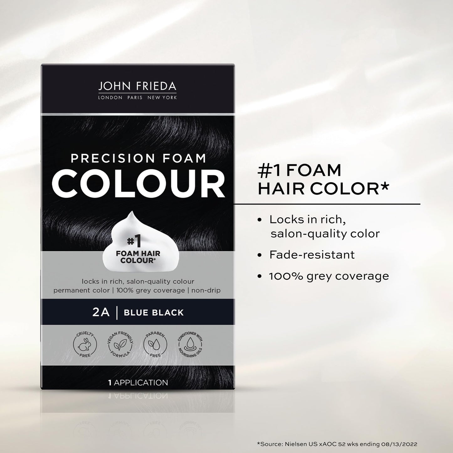 John Frieda Precision Foam Colour Permanent Hair Colour Kit Luminous Blue Black [2A] 1 Each (Pack of 2) Beauty & Personal Care John Frieda