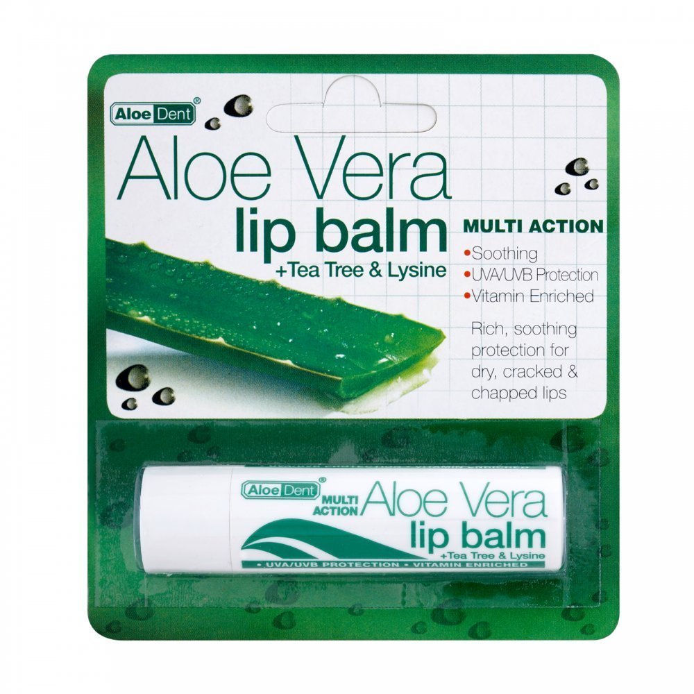 Aloe Dent Aloe Vera Lip Balm with Tea Tree & Lysine 4g (Pack of 3) Beauty and Personal Care Aloe Dent