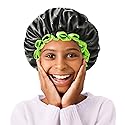 mikimini Black Shower Caps for Small Child 2 Packs, Double Layers Waterproof Bathing Hair Cap with Reusable Soft Comfortable PEVA Lining, Cute Beauty & Personal Care mikimini