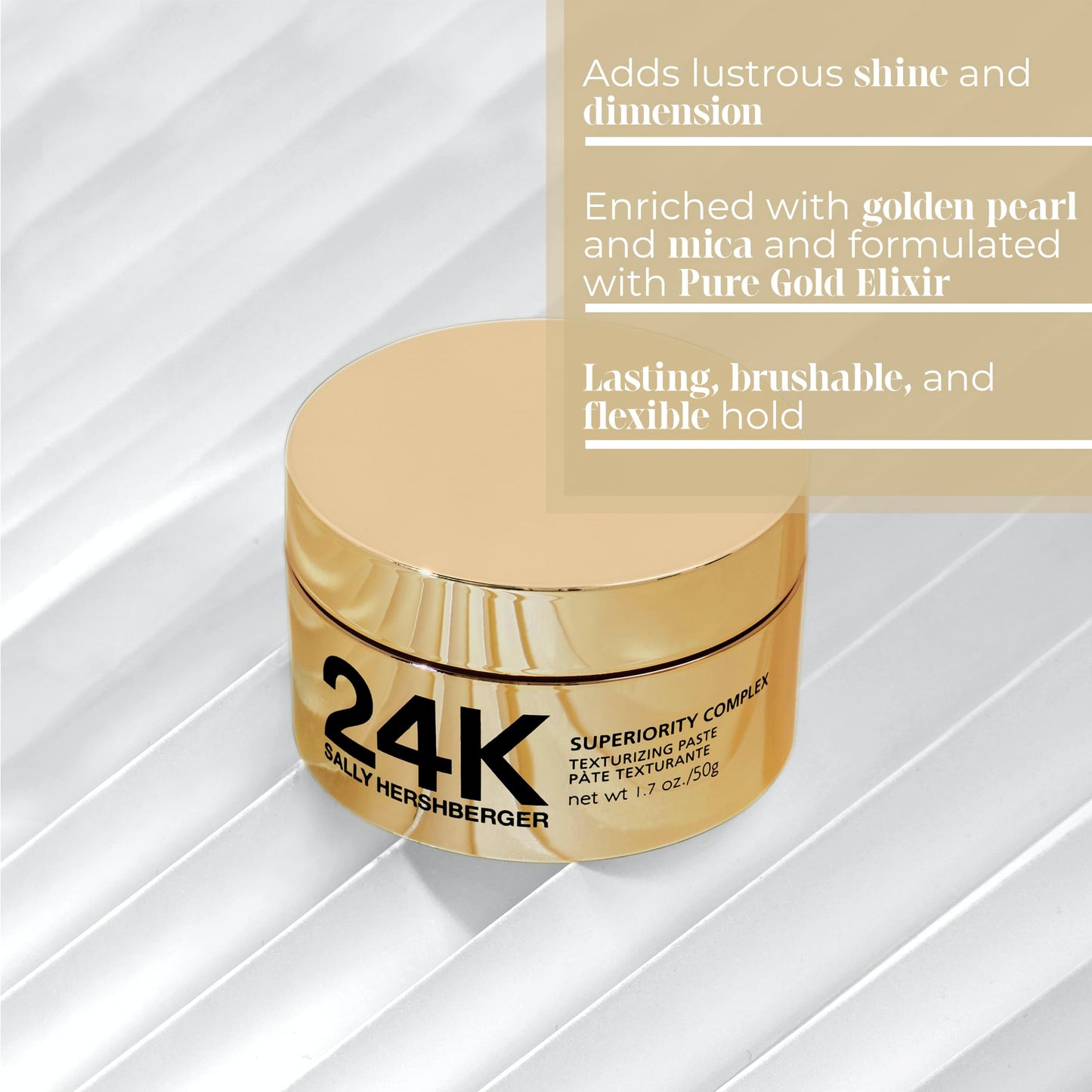 SALLY HERSHBERGER 24K Hair Texturizing Paste for Men & Women - Premium High Shine Pomade - All Day Hold - Hydrating and Volumizing - for Styling Beauty & Personal Care SALLY HERSHBERGER