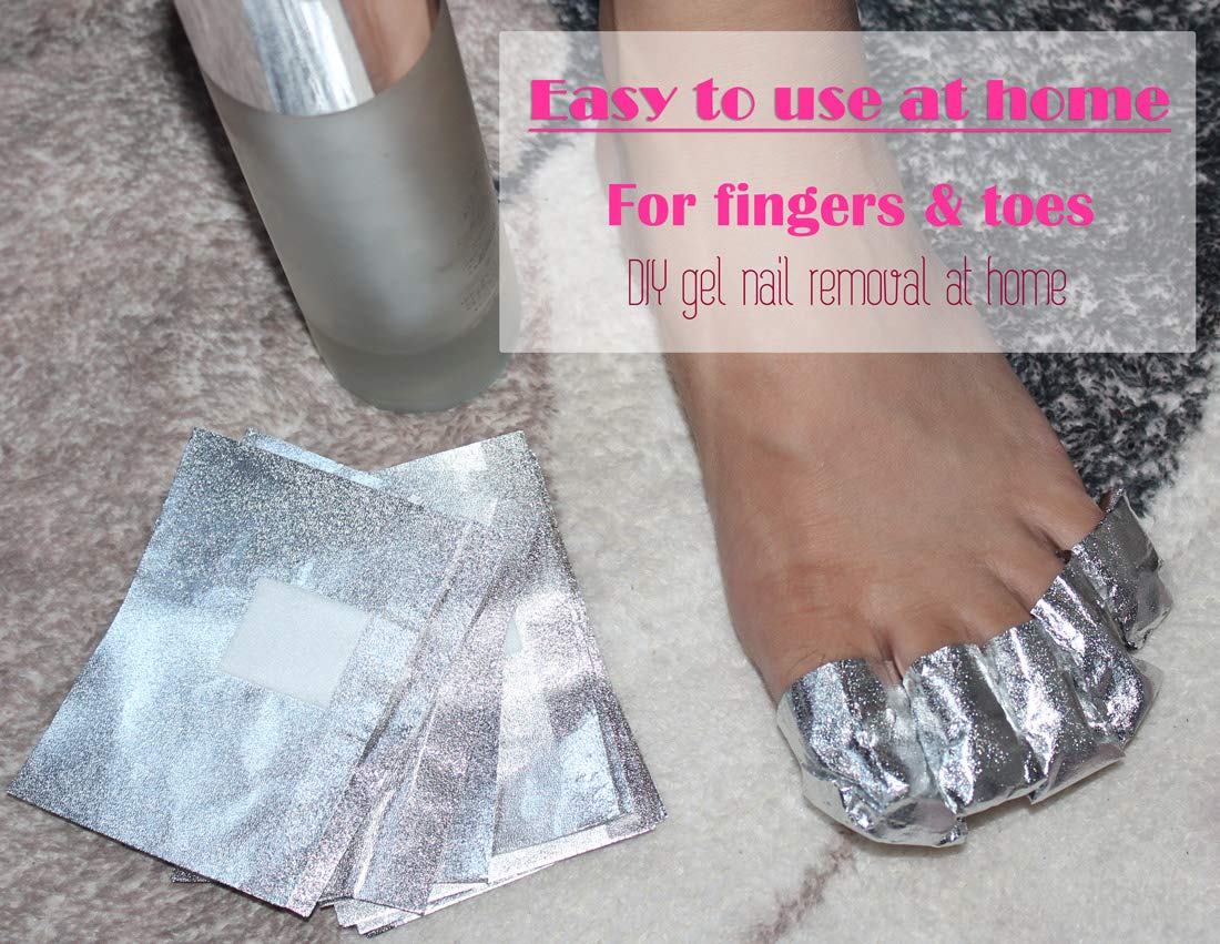 MIILYE Nail Polish Remover Foil Wraps for Acrylic/Dip Powder/UV/Gel/Polish Varnish Soak-off Removal, with Pre-attached Lint Free Pad (100x Gel Nail Beauty & Personal Care MIILYE