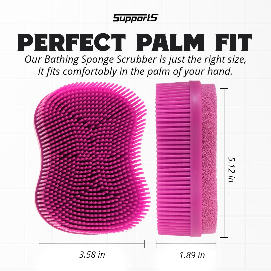 Silicone Body Scrub Brush - Premium Dual Sided Silicone Loofah Body Scrubber Palm Sized, Deeply Cleanses Exfoliates Skins, Silicone Body Scrubber Beauty & Personal Care SupportS